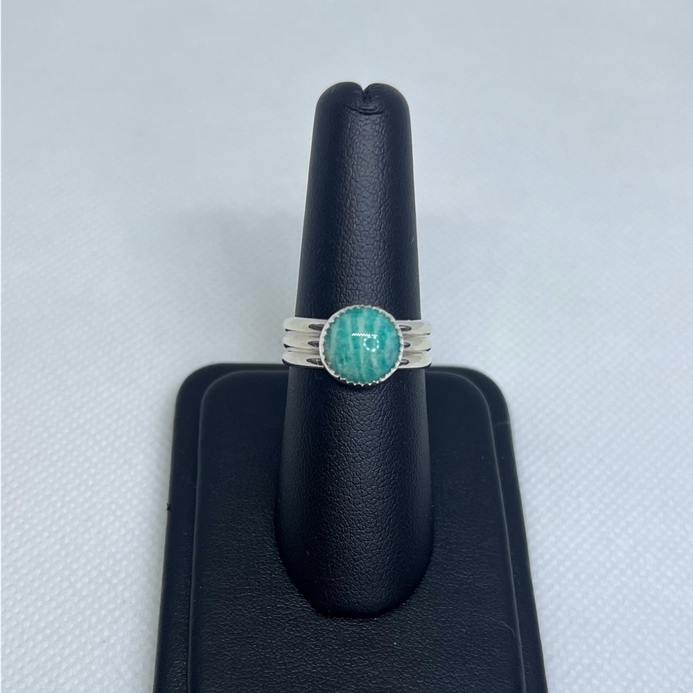 Amazonite Ring Handmade (10mm round)